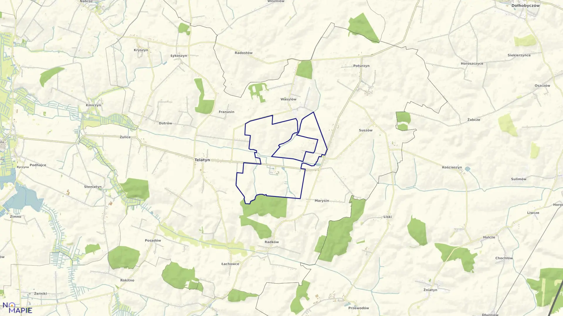 Mapa obrębu Nowosiółki-Osada w gminie Telatyn